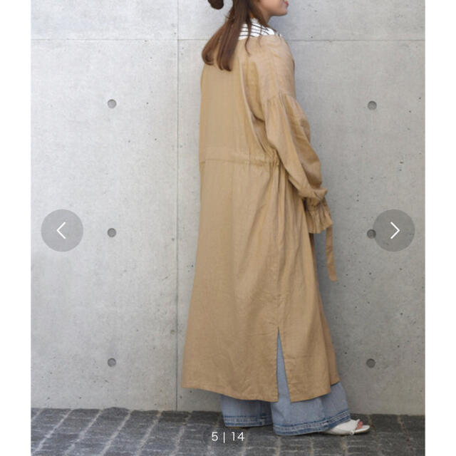 w closet - サンドベージュシャツロングワンピース 羽織の通販 w closet - サンドベージュシャツロングワンピース 羽織の通販