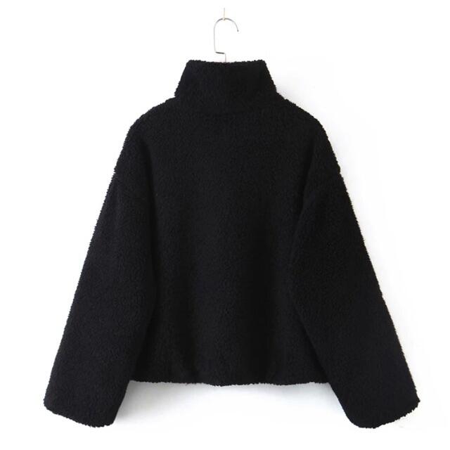 ZARA(ザラ)の🌰9月新作🌾5556◆black ブラック ボア ニット コート レディースのジャケット/アウター(ニットコート)の商品写真