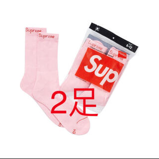 シュプリーム(Supreme)のSupreme / Hanes® Crew Socks ピンク　2足セット(ソックス)