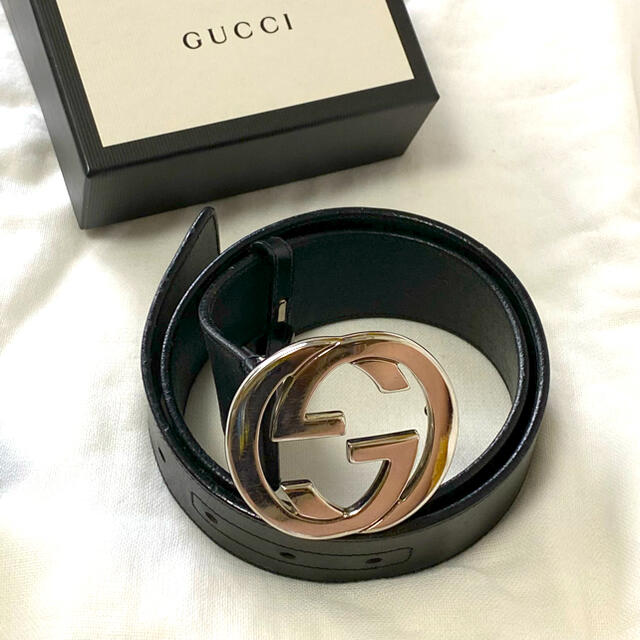 Gucci - 【美品】グッチ ベルト インターロッキング シルバーバックル