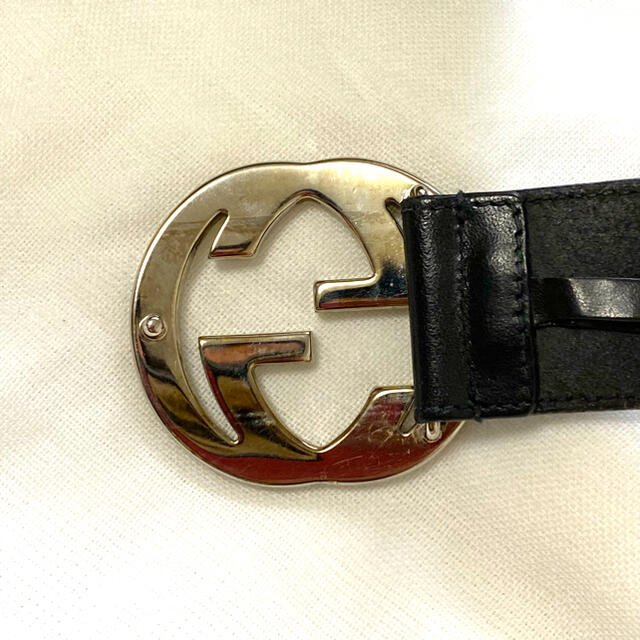 Gucci - 【美品】グッチ ベルト インターロッキング シルバーバックル