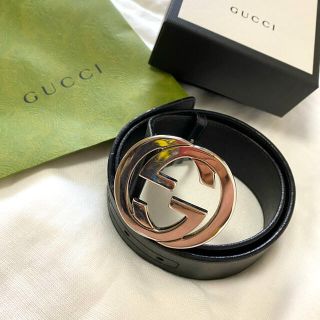 Gucci - 【美品】グッチ ベルト インターロッキング シルバーバックル