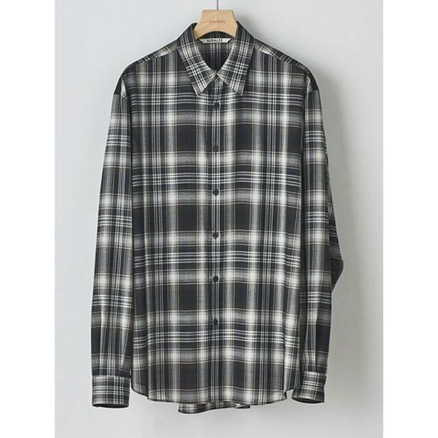 AURALEE 21aw オーラリー WOOL SHIRTS チェックシャツカラーBLACKCHECK