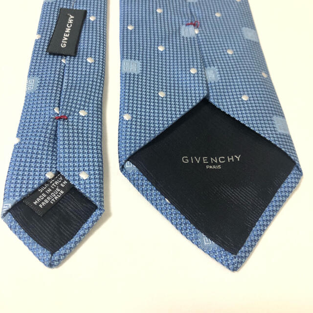 GIVENCHY ジバンシー ドット ロゴ総柄 ライトブルー ネクタイ