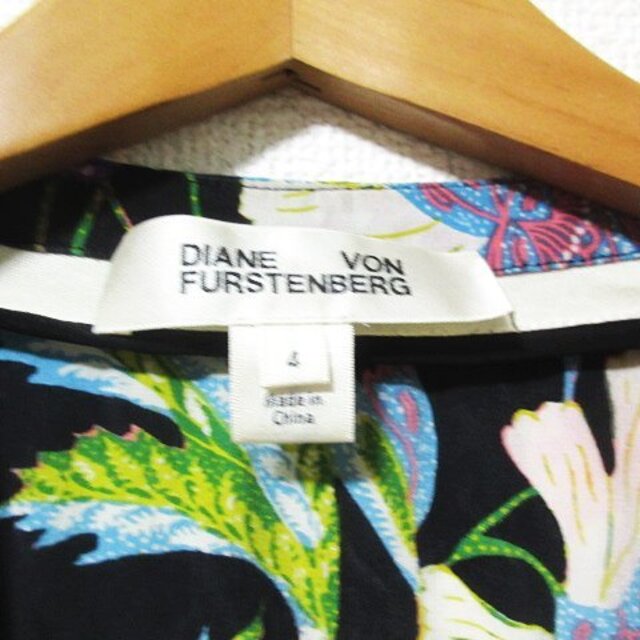 DIANE von FURSTENBERG(ダイアンフォンファステンバーグ)のダイアンフォンファステンバーグ ワンピース 長袖 カシュクール 黒 ブラック 4 レディースのワンピース(その他)の商品写真