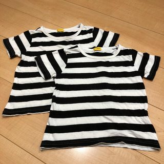 シマムラ(しまむら)のキッズボーダーTシャツ100   2枚セット双子(Tシャツ/カットソー)