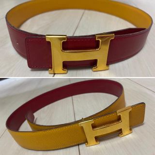 エルメス(Hermes)の値下げしました！HERMES Hベルト70 レザー 赤/黄(ベルト)