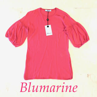 ブルマリン(Blumarine)の再値下　新品　BLUMARINE ブルマリン　ピンク　シルク　ニット　カットソー(カットソー(半袖/袖なし))