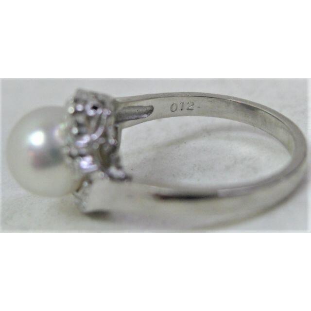 Pt900プラチナ リング指輪 パール8ｍｍアコヤ真珠 ダイヤ0.12ct 7