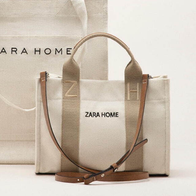 ZARA HOME(ザラホーム)のザラホーム　トートバッグ　ホワイト　新品未使用 レディースのバッグ(トートバッグ)の商品写真