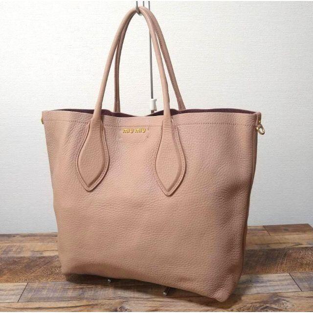 miumiu - ミュウミュウ MIUMIU 大きめトートバッグ カーフ 美品 ピンク