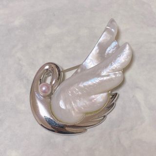 TASAKI 白鳥ブローチ シェル×あこやパール シルバージュエリー 真珠