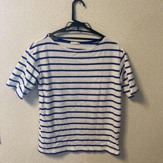 ジーユー(GU)のブルーボーダーポートネックT(Tシャツ/カットソー(半袖/袖なし))