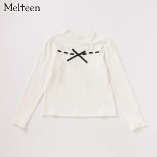 ナルミヤ インターナショナル(NARUMIYA INTERNATIONAL)の【Melteen】新品新作タグ付きハシゴリボン長袖TシャツS(Tシャツ/カットソー)