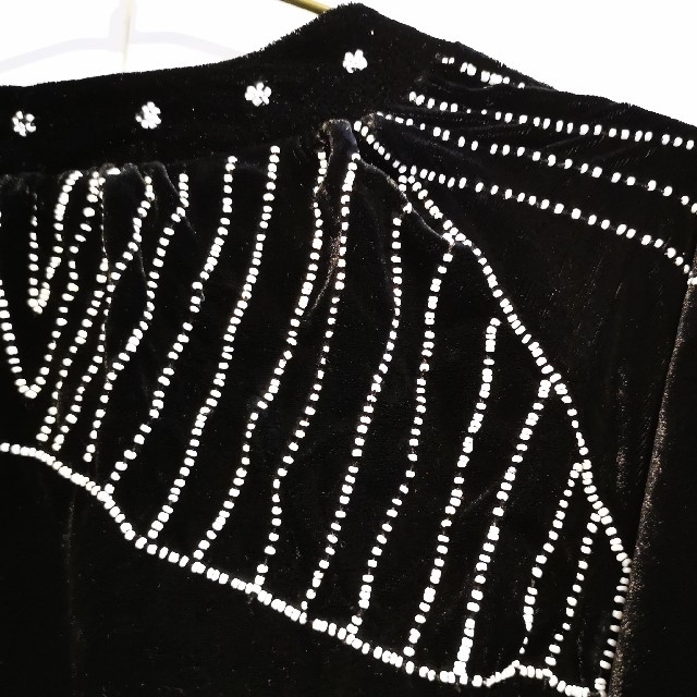 チャイハネ(チャイハネ)の新品タグ付きチャイハネベルベットビーズ刺繍ジャケットブルゾンエスニック レディースのジャケット/アウター(ブルゾン)の商品写真