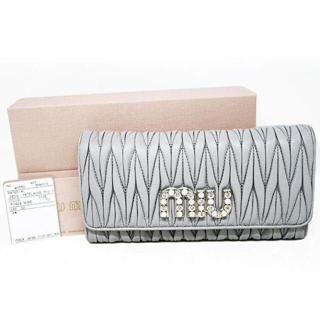 新品◇MiuMiu マトラッセレザー 5MH109 クリスタル\u0026パール 黒