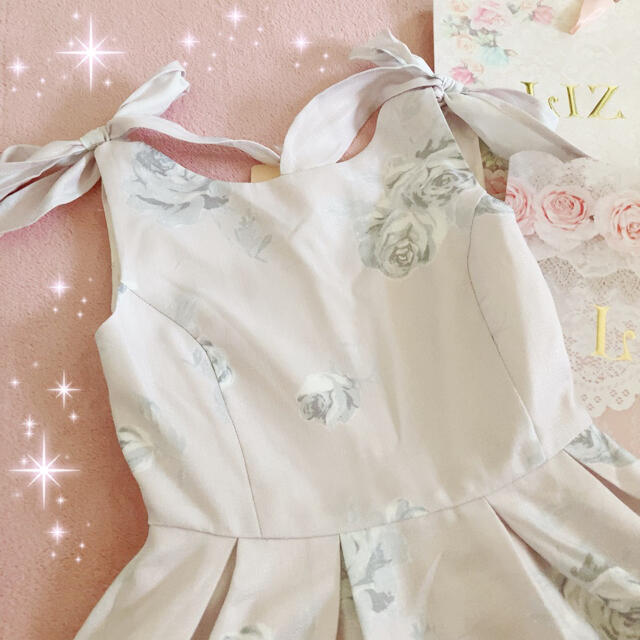 ☆リズリサLIZLISA☆肩リボン☆大花柄大人デザインワンピース☆ピンク新品
