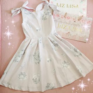 リズリサ(LIZ LISA)の☆リズリサLIZLISA☆肩リボン☆大花柄大人デザインワンピース☆ピンク新品(ミニワンピース)