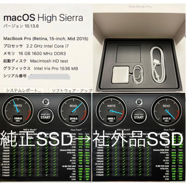 Mac (Apple)(マック)のMacBook Pro 15インチ 16GB 2TB SSD 2015 カスタム スマホ/家電/カメラのPC/タブレット(ノートPC)の商品写真