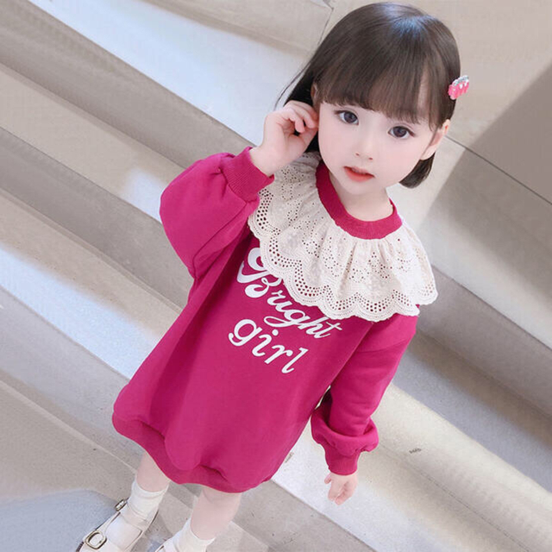 KWEA118キッズ 子供服 トレーナーワンピース 春秋 ゆったり キッズ/ベビー/マタニティのキッズ服女の子用(90cm~)(ワンピース)の商品写真