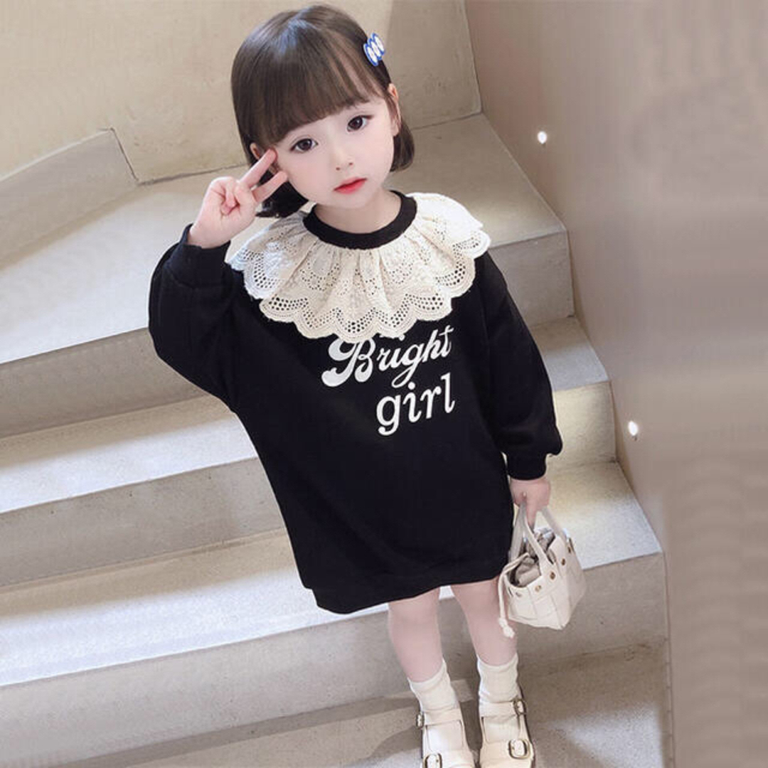 KWEA118キッズ 子供服 トレーナーワンピース 春秋 ゆったり キッズ/ベビー/マタニティのキッズ服女の子用(90cm~)(ワンピース)の商品写真