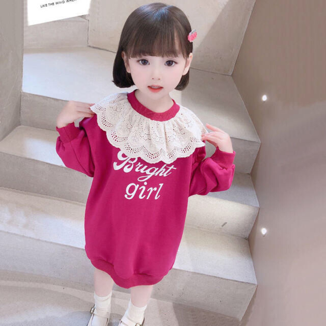 KWEA118キッズ 子供服 トレーナーワンピース 春秋 ゆったり キッズ/ベビー/マタニティのキッズ服女の子用(90cm~)(ワンピース)の商品写真