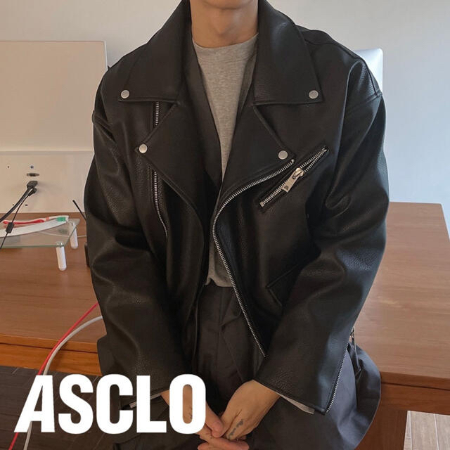 (BTS) ASCLO レザージャケット　ライダースジャケット メンズのジャケット/アウター(ライダースジャケット)の商品写真