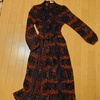 70s ペイズリー ワンピース 長袖 レース  vintage ヴィンテージ