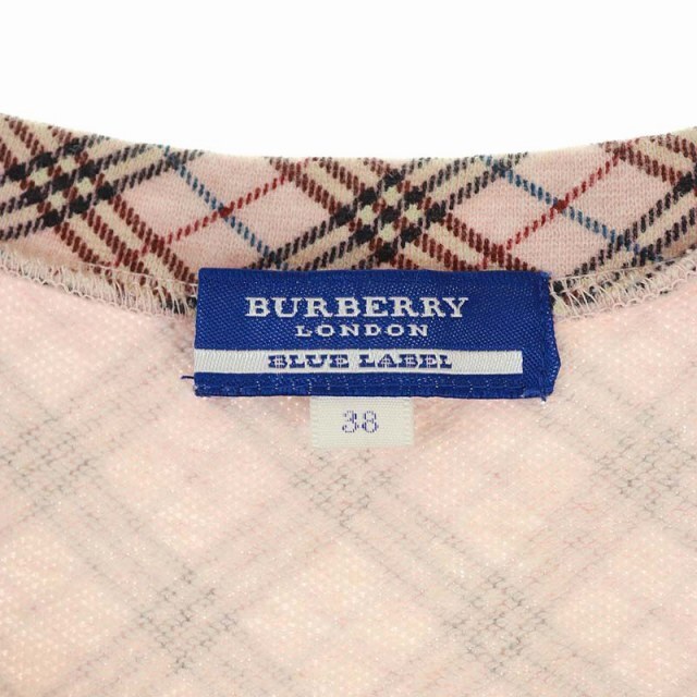 BURBERRY BLUE LABEL(バーバリーブルーレーベル)のバーバリーブルーレーベル カットソー チェック 半袖 38 ピンク レディースのトップス(カットソー(半袖/袖なし))の商品写真