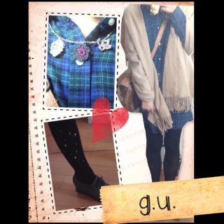 ジーユー(GU)のg.u.＊チェックシャツワンピ NAVY(ひざ丈ワンピース)