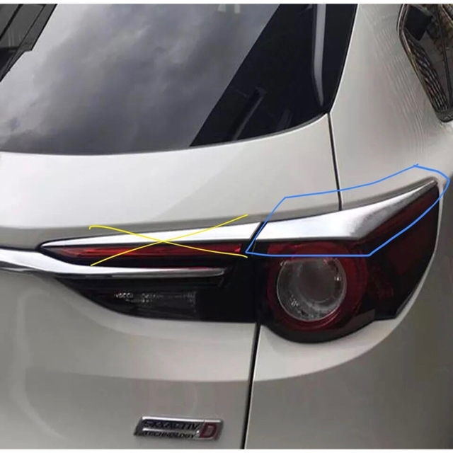 マツダ cx8 リアテールライトメッキガーニッシュ テールランプカバー 鏡面仕上 自動車/バイクの自動車(車外アクセサリ)の商品写真
