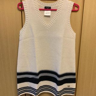 シャネル(CHANEL)の正規 CHANEL シャネル CC ロゴ ブローチ ノースリーブ ニット 34(ニット/セーター)