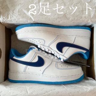 ナイキ(NIKE)の2足セット NIKE エアフォース1 '07 ホワイト ブルー AF1(スニーカー)