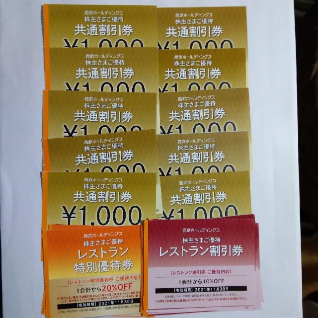 西武 株主優待 共通割引券 10000円分