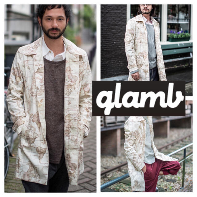美品◇glamb グラム◇Snyder スナイダーコート 地図柄 マップ 2 M-