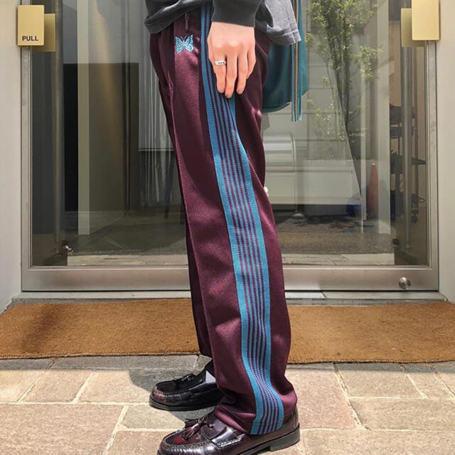 新品 needles トラックパンツ マルーン ナロー カーキ-