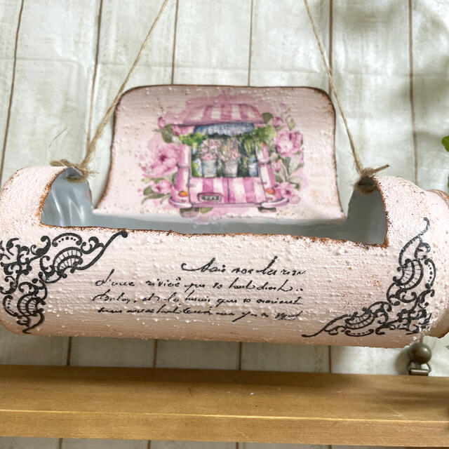 訳ありリメイク缶500ml横型ピンク　おまけ苗付き ハンドメイドのフラワー/ガーデン(プランター)の商品写真