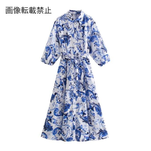 ZARA - 🌰9月新作🌾5586◇blue ブルー フラワー 花柄 ワンピース ZARA - 🌰9月新作🌾5586◇blue ブルー フラワー 花柄 ワンピース