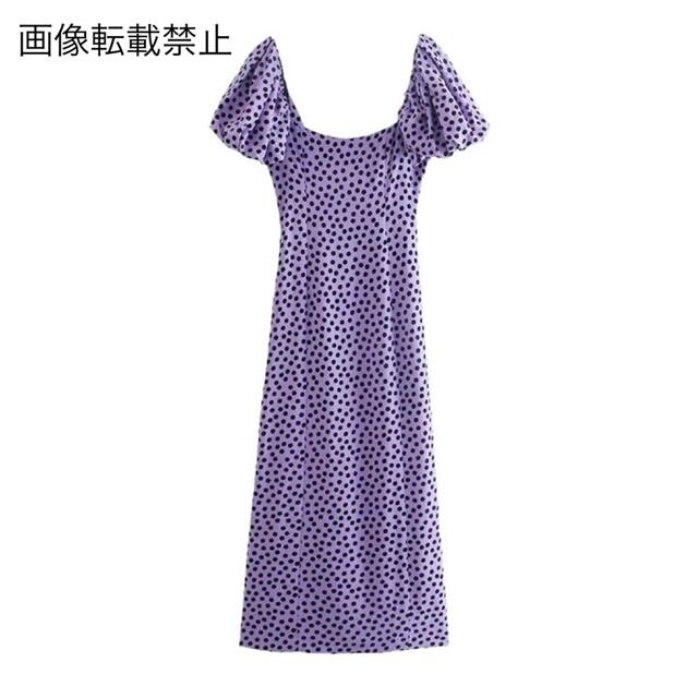 ZARA(ザラ)の🌰9月新作🌾5588◆purple パープル レトロ ドット 水玉 ワンピース レディースのワンピース(ひざ丈ワンピース)の商品写真