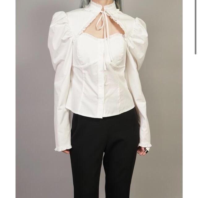 レディースHELK TRIANGLE OPEN TIE SHIRT (WHITE)