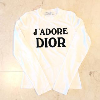 クリスチャンディオール(Christian Dior)の美品　Christian Dior ディオール　ロンT 長袖Tシャツ　白(Tシャツ(長袖/七分))