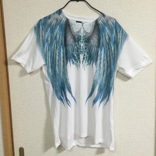 大流行❗️フェザープリント Tシャツ ブルー 羽根 半袖シャツ ティーシャツ(Tシャツ/カットソー(半袖/袖なし))