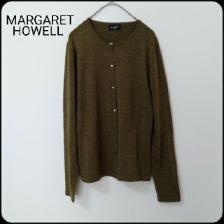 マーガレットハウエル(MARGARET HOWELL)の交渉中　MARGARET HOWELL ウール100％カーディガン　グリーン　(カーディガン)