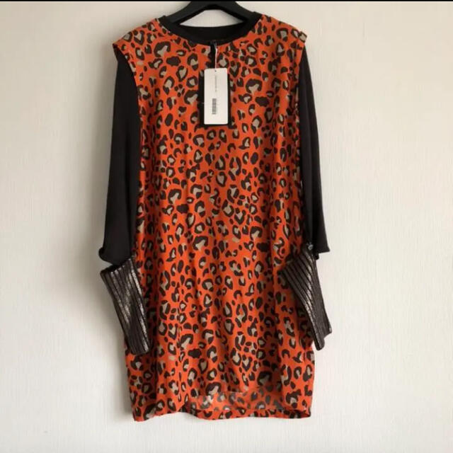 新品 ペニーブラック レオパード柄 シルク ワンピース チュニック