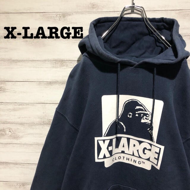 X-LARGE 着丈77cmビッグシルエットフーディー ゴリラロゴ