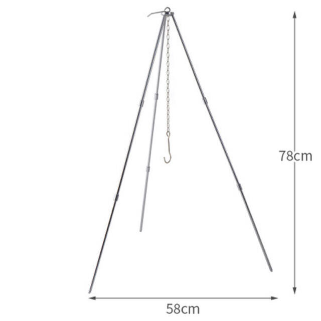 トライポット 焚き火  三脚 アウトドア ソロキャンプ BBQ  スポーツ/アウトドアのアウトドア(ストーブ/コンロ)の商品写真