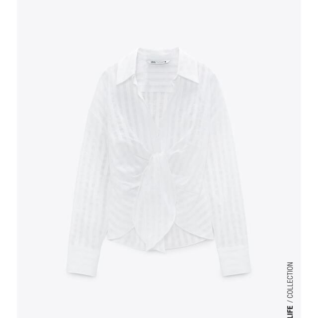 ZARA(ザラ)の新品タグ付き☆ZARA リボンドレープシャツ レディースのトップス(シャツ/ブラウス(長袖/七分))の商品写真