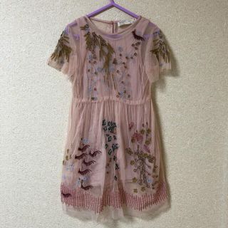 ザラキッズ(ZARA KIDS)のZARA girls 刺繍シフォンワンピース　110㎝(ワンピース)