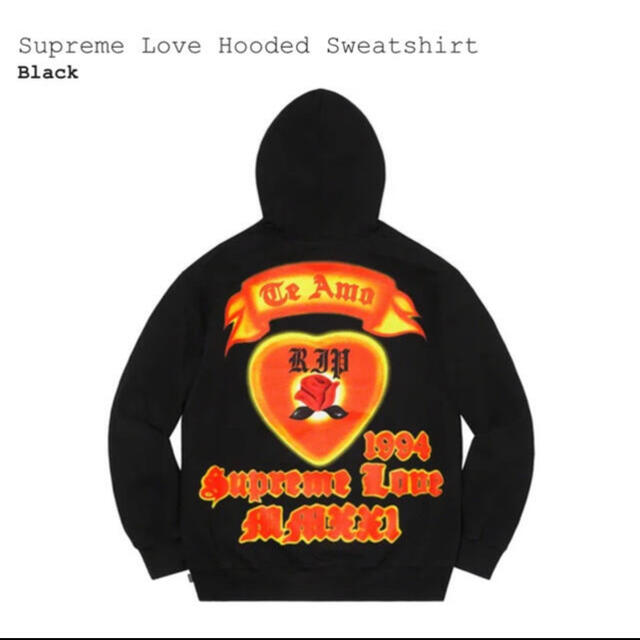 21SS Supreme Love Hooded  Sweatshirt 黒S
