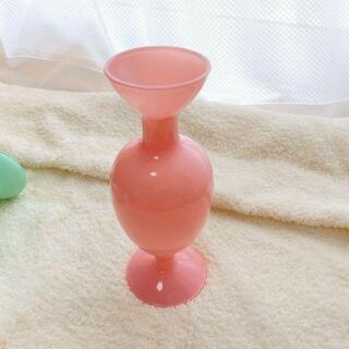 韓国 ガラス 花瓶 ヴィンテージライク フラワーベース 一輪挿し ピンク(花瓶)